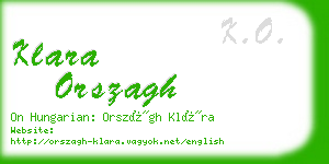 klara orszagh business card